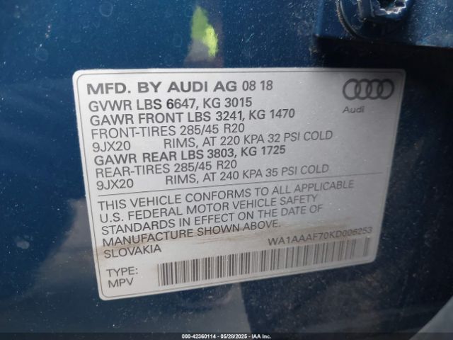 WA1AAAF70KD006253 Audi Q7 55 Premium/55 Se Premium