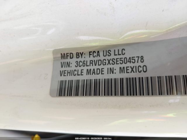 3C6LRVDGXSE504578 RAM Promaster 2500 Tradesman High Roof 159 Wb W/pass Seat