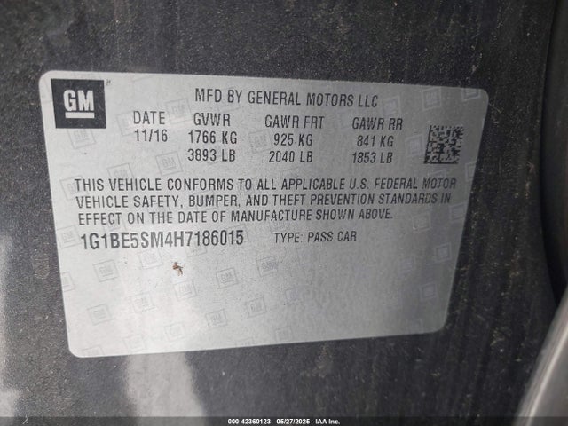 1G1BE5SM4H7186015 Chevrolet Cruze Lt Auto