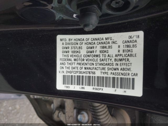 2018 HONDA CIVIC 2HGFC2F5XJH578766 Photo 8