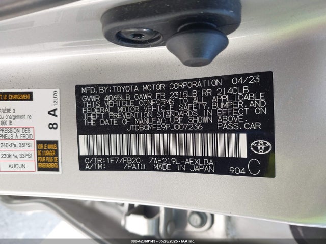 Toyota 2zr-fxe, 1vm 2023 JTDBCMFE9PJ007236 Image 9