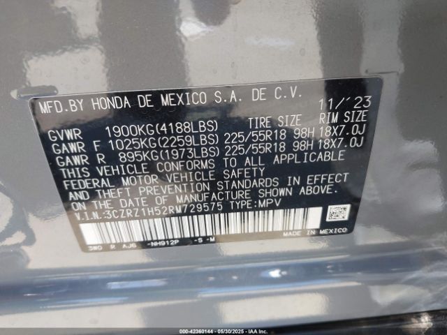 2024 HONDA HR-V 3CZRZ1H52RM729575 Photo 8