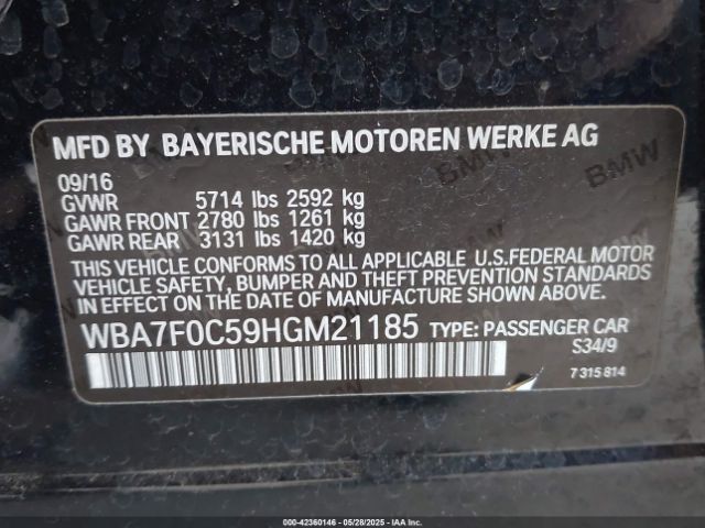 WBA7F0C59HGM21185 BMW 750 I