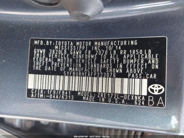 5YFBURHE6FP223076 Toyota COROLLA LE