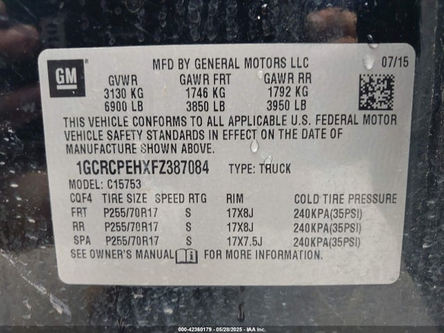 1GCRCPEHXFZ387084 Chevrolet Silverado 1500 Ls