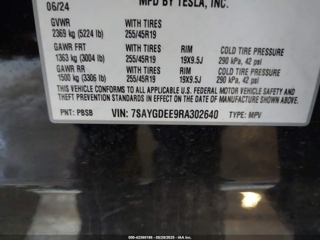 2024 TESLA MODEL Y 7SAYGDEE9RA302640 Photo 8