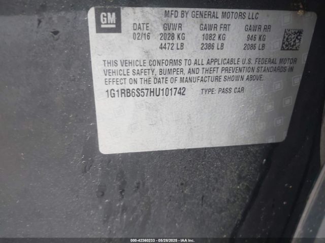 1G1RB6S57HU101742 Chevrolet Volt Premier