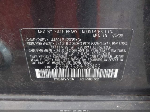 2009 SUBARU FORESTER JF2SH63689H732462 Photo 8