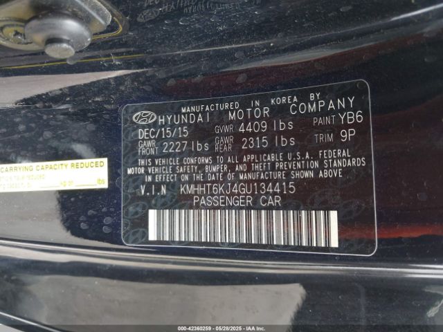 KMHHT6KJ4GU134415 Hyundai Genesis 3.8 Base