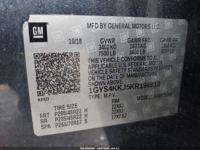 1GYS4KKJ5KR194810 Cadillac Escalade Esv Platinum