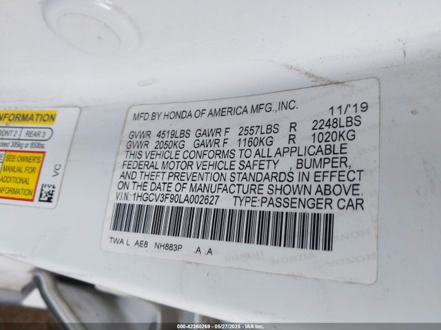 1HGCV3F90LA002627 Honda lfb2
