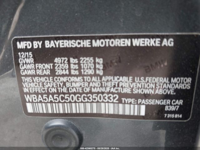 2016 BMW 528I WBA5A5C50GG350332 Photo 8