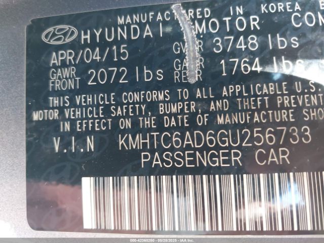 KMHTC6AD6GU256733 Hyundai Veloster