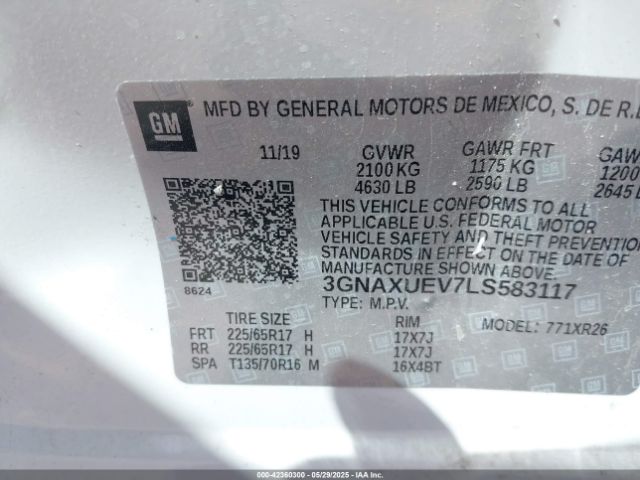 2020 CHEVROLET EQUINOX 3GNAXUEV7LS583117 Photo 8
