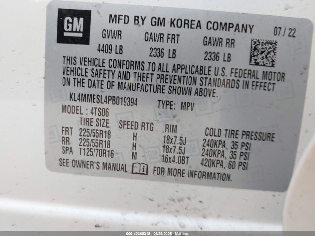 KL4MMESL4PB019394 Buick l3t