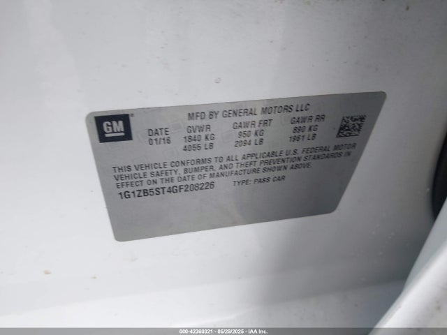 1G1ZB5ST4GF208226 Chevrolet MALIBU LS