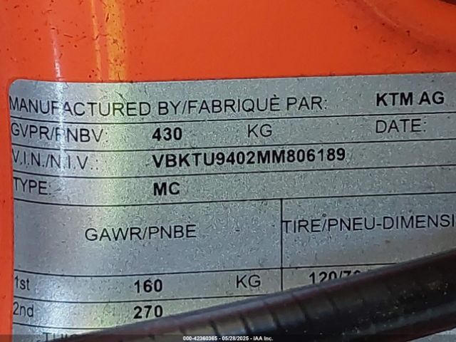 2021 KTM 890 VBKTU9402MM806189 Photo 9