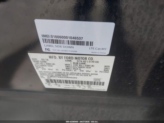 1FM5K7D89JGB09280 Ford EXPLORER XLT
