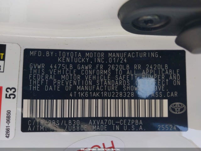 4T1K61AK1RU228328 Toyota a25a-fks