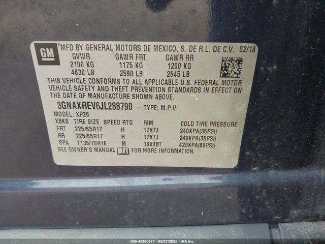 3GNAXREV6JL288790 Chevrolet EQUINOX LS