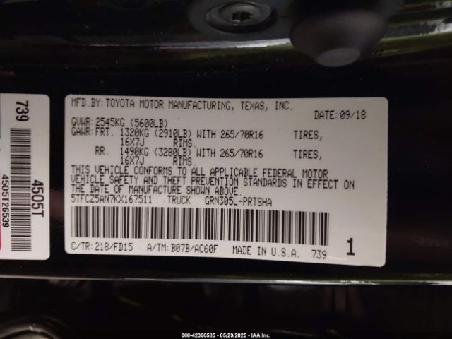 2019 TOYOTA TACOMA 5TFCZ5AN7KX167511 Photo 8