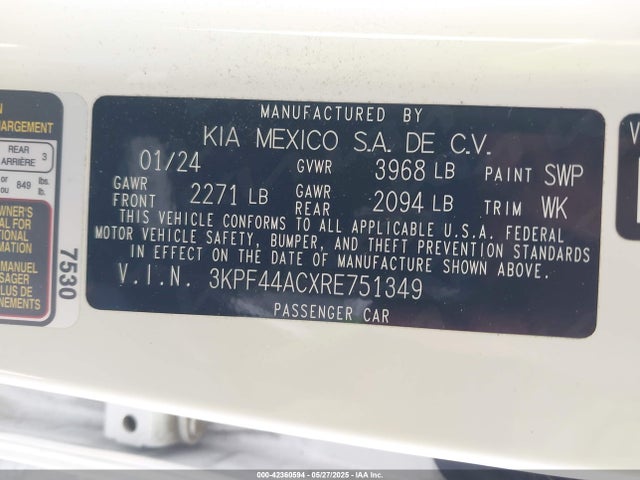 3KPF44ACXRE751349 KIA t-gdi gamma