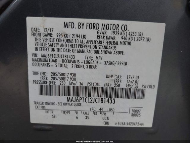 2018 FORD ECOSPORT MAJ6P1CL2JC181433 Photo 8