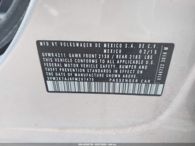 3VW2K7AJ8FM297475 Volkswagen Jetta 2.0l S