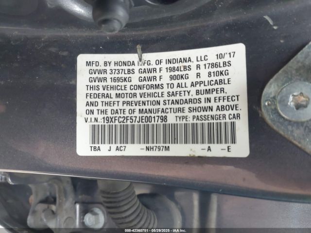 19XFC2F57JE001798 Honda Civic Lx