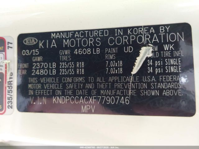 KNDPCCACXF7790746 KIA Sportage Ex