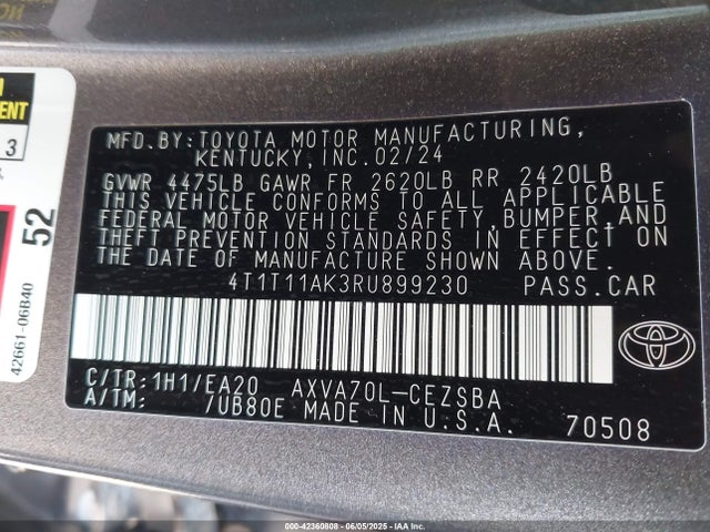 4T1T11AK3RU899230 Toyota a25a-fks