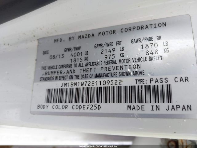 JM1BM1W72E1109522 Mazda Mazda3 I Grand Touring