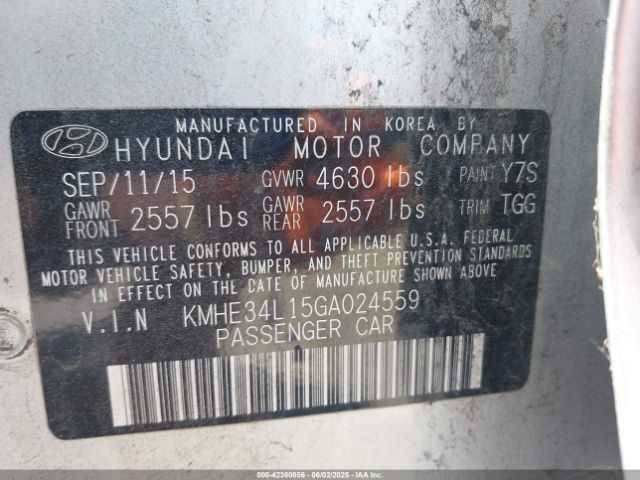 KMHE34L15GAO24559 Hyundai Sonata Hybrid/limited