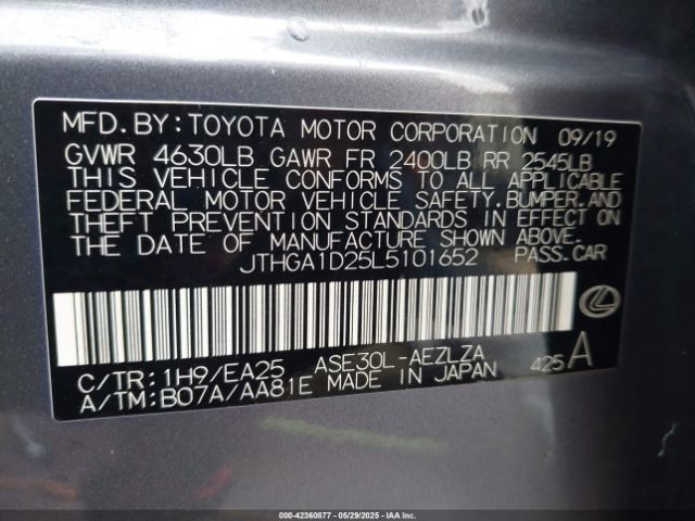 2020 LEXUS IS 300 JTHGA1D25L5101652 Photo 8