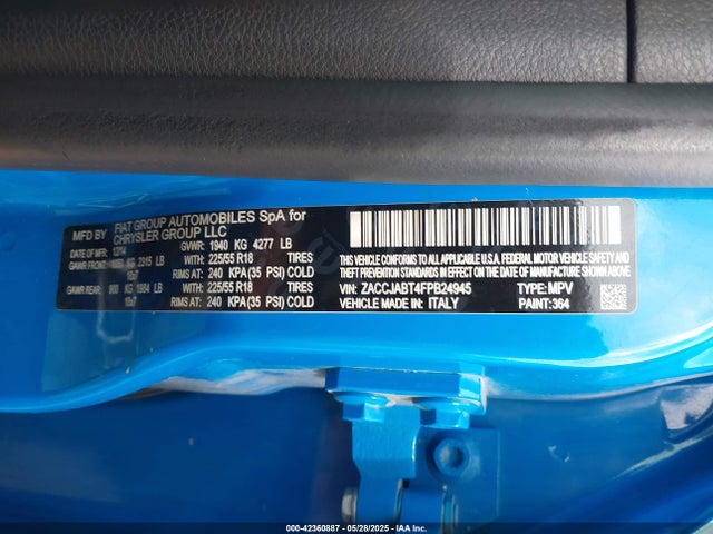 ZACCJABT4FPB24945 Jeep 2015