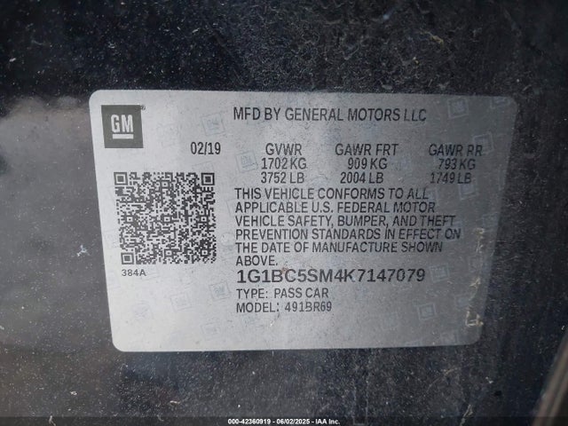 1G1BC5SM4K7147079 Chevrolet CRUZE LS