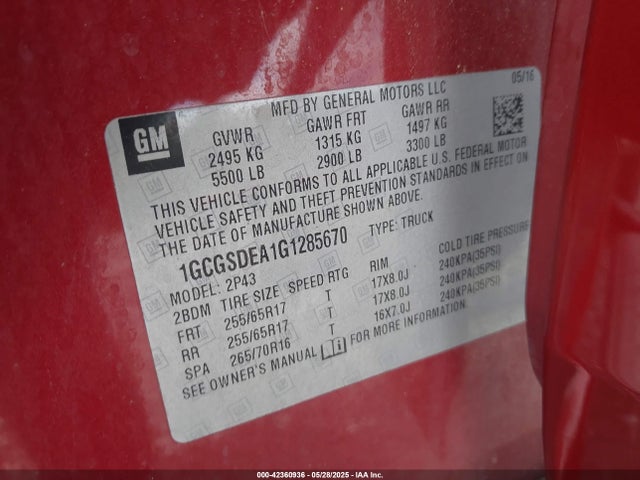 1GCGSDEA1G1285670 Chevrolet Colorado Z71