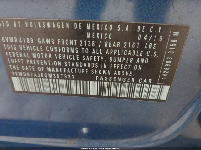 3VWD67AJ6GM357333 Volkswagen Jetta 1.4t Se