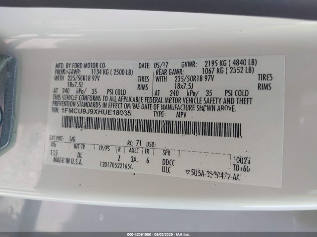 1FMCU9J9XHUE18035 Ford Escape Titanium