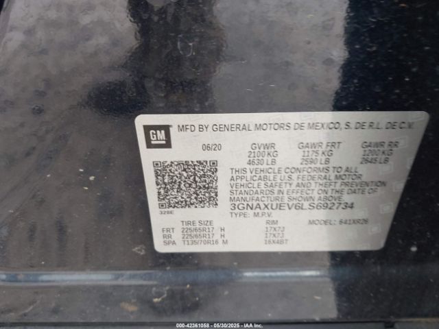 2020 CHEVROLET EQUINOX 3GNAXUEV6LS692734 Photo 8