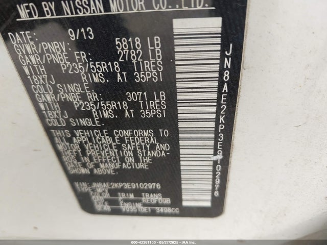 Nissan Quest Sl 2014 JN8AE2KP3E9102976 Image 9