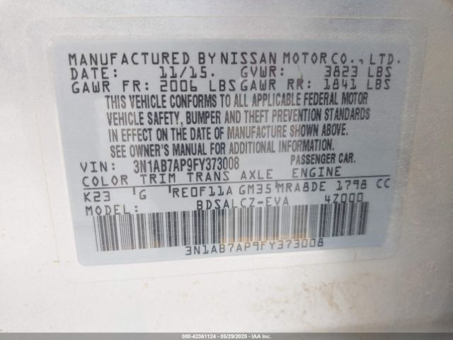 3N1AB7AP9FY373008 Nissan SENTRA S