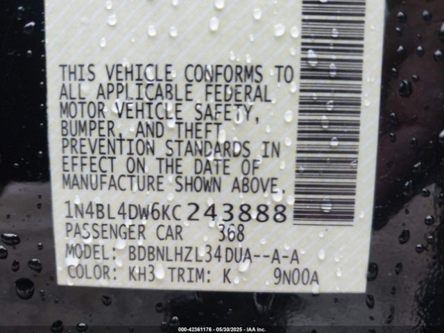 2019 NISSAN ALTIMA 1N4BL4DW6KC243888 Photo 8