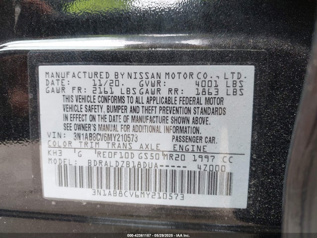 3N1AB8CV6MY210573 Nissan 2021