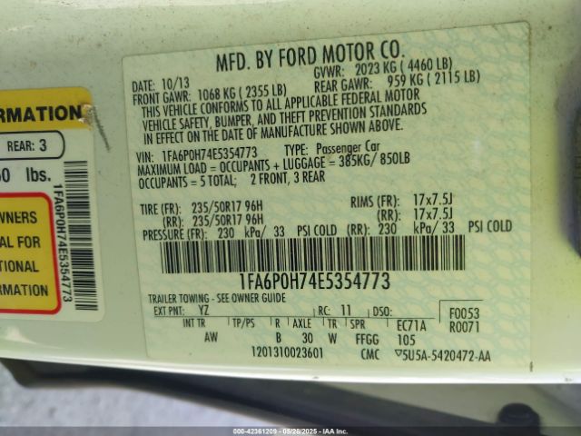 1FA6P0H74E5354773 Ford FUSION SE