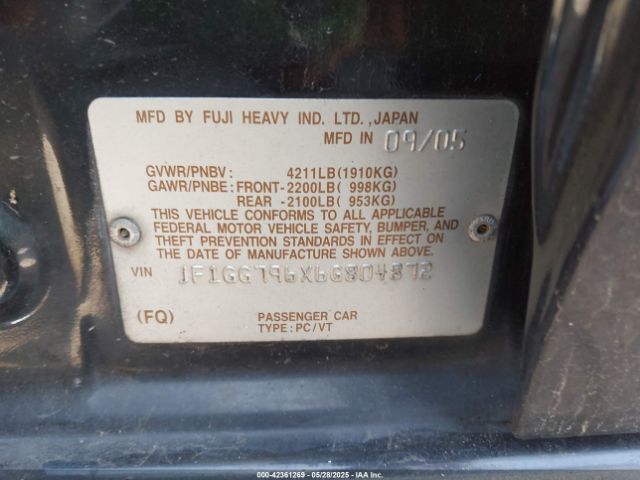 2006 SUBARU IMPREZA JF1GG796X6G804872 Photo 8