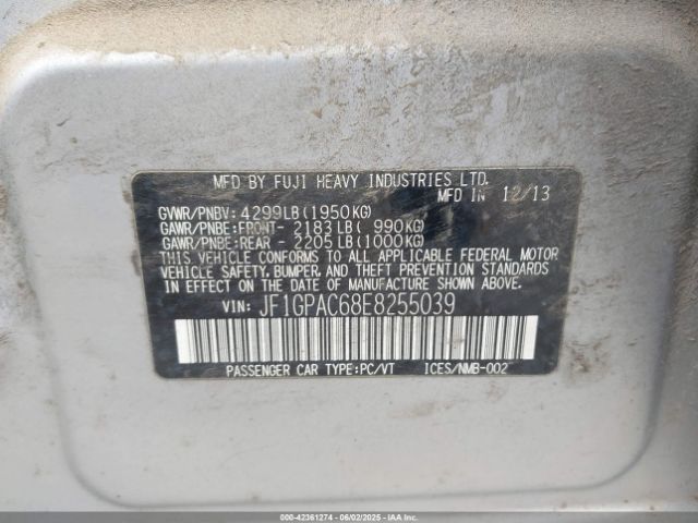 JF1GPAC68E8255039 Subaru Impreza 2.0i Premium