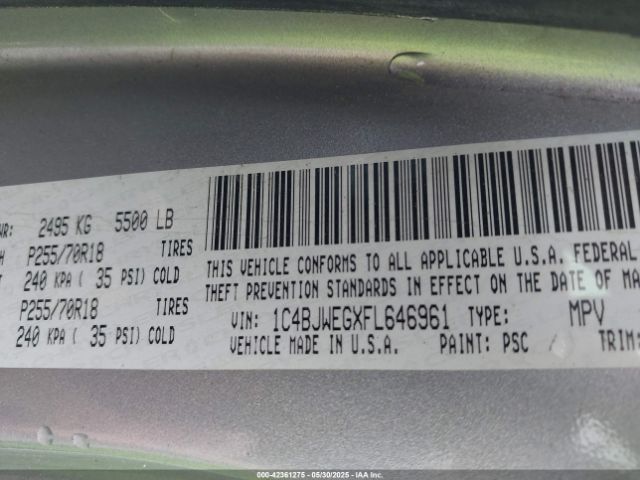 2015 JEEP WRANGLER UNLIMITED 1C4BJWEGXFL646961 Photo 8