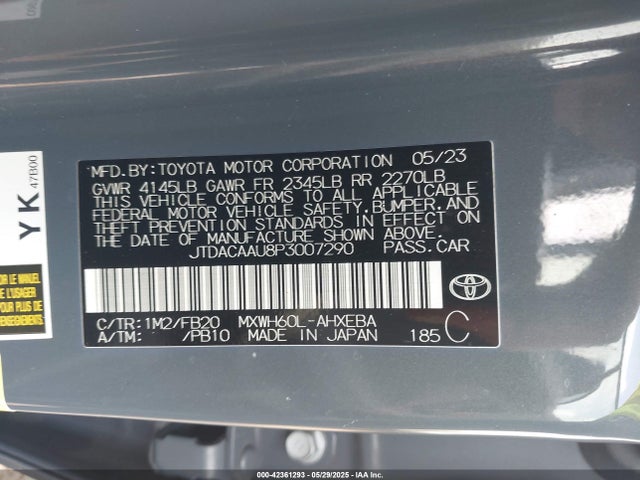 JTDACAAU8P3007290 Toyota m20a-fxs, 1vm