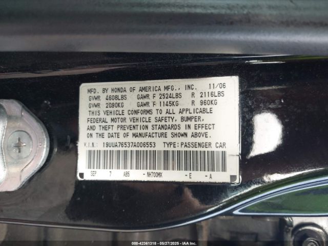 2007 ACURA TL 19UUA76537A006553 Photo 8